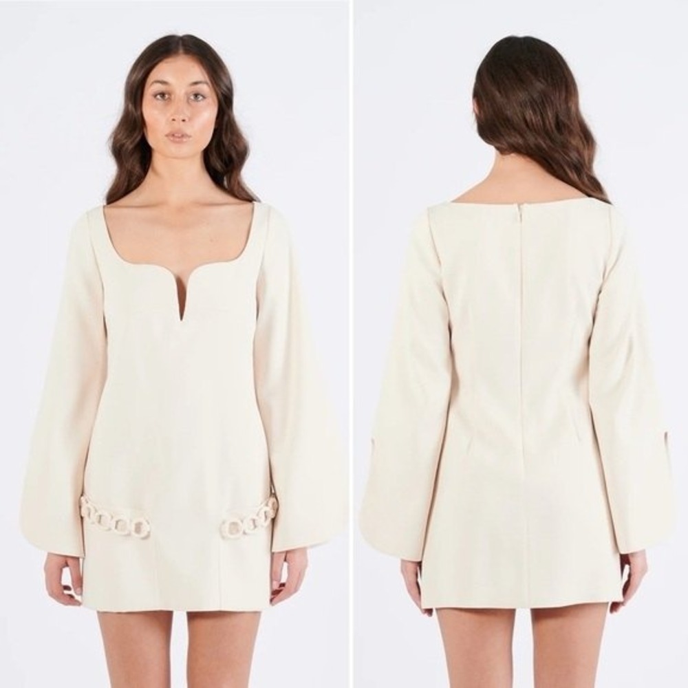 Alexis Cream Azize Split Sleeve Chain Mini Dress Size Small - Picture 13 of 16